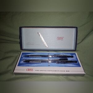 Vintage NOS New Cross Pen Pencil Chrome Luster Set 3501 Never Used